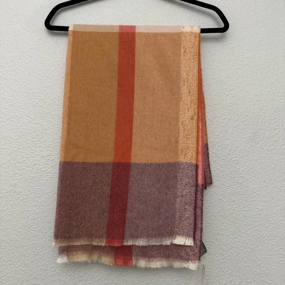 Vince Camuto Plaid Metallic Scarf One Size NWT